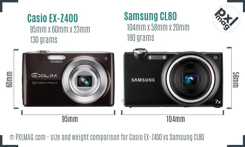 Casio EX-Z400 vs Samsung CL80 size comparison