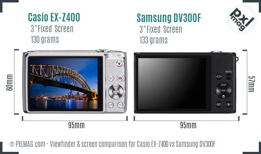 Casio EX-Z400 vs Samsung DV300F Screen and Viewfinder comparison Casio EX-Z400 vs Samsung DV300F Screen and Viewfinder comparison