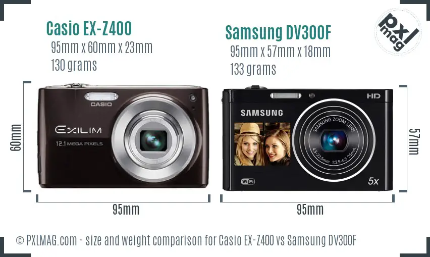 Casio EX-Z400 vs Samsung DV300F size comparison Casio EX-Z400 vs Samsung DV300F size comparison