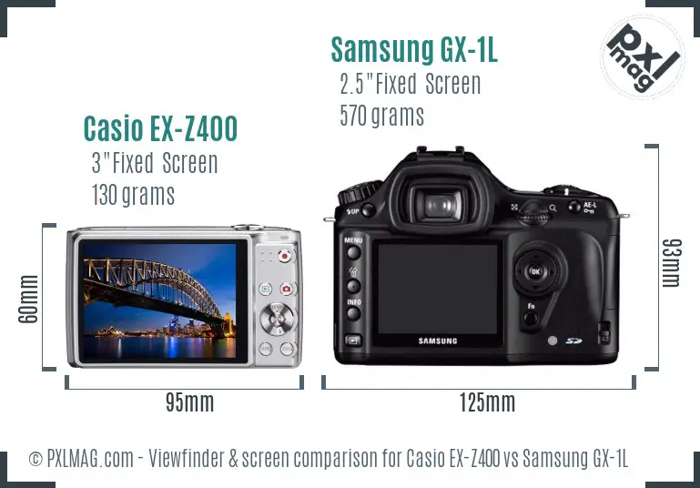 Casio EX-Z400 vs Samsung GX-1L Screen and Viewfinder comparison