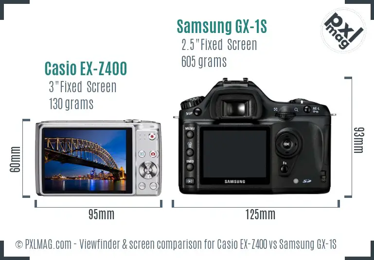 Casio EX-Z400 vs Samsung GX-1S Screen and Viewfinder comparison