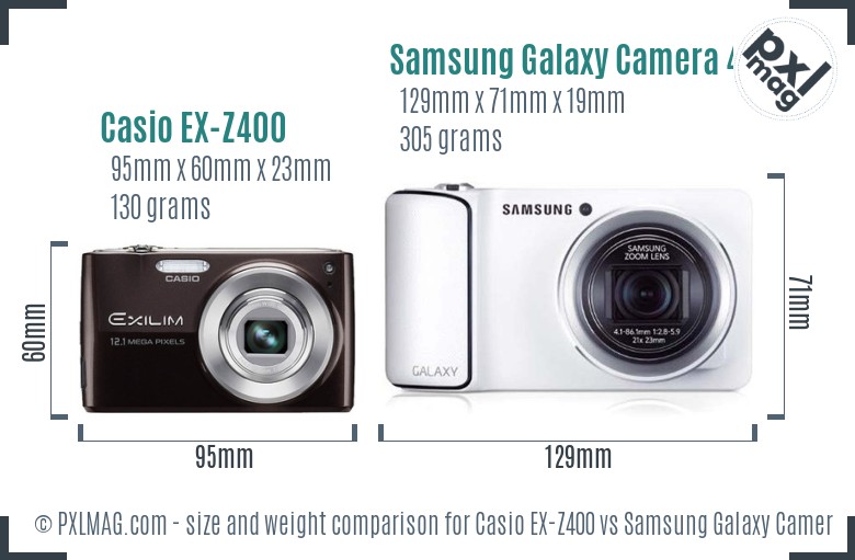 Casio EX-Z400 vs Samsung Galaxy Camera 4G size comparison Casio EX-Z400 vs Samsung Galaxy Camera 4G size comparison