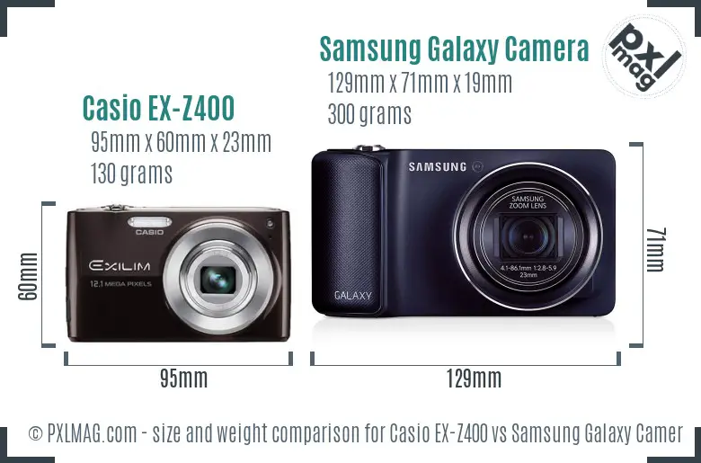 Casio EX-Z400 vs Samsung Galaxy Camera size comparison
