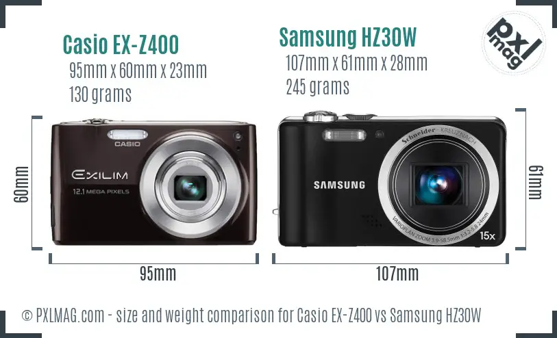 Casio EX-Z400 vs Samsung HZ30W size comparison