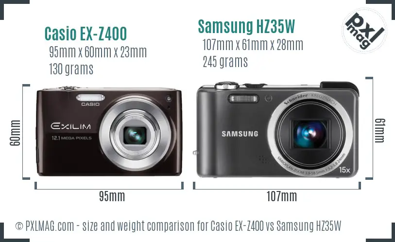 Casio EX-Z400 vs Samsung HZ35W size comparison