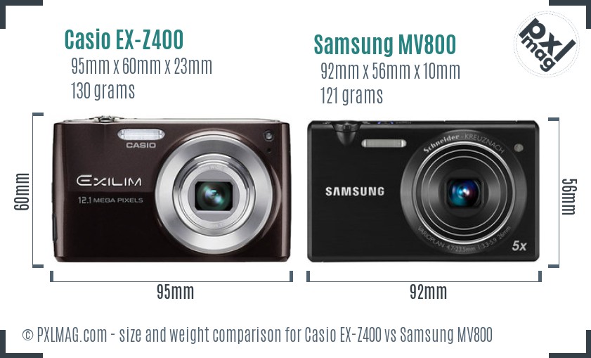 Casio EX-Z400 vs Samsung MV800 size comparison Casio EX-Z400 vs Samsung MV800 size comparison