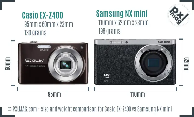 Casio EX-Z400 vs Samsung NX mini size comparison