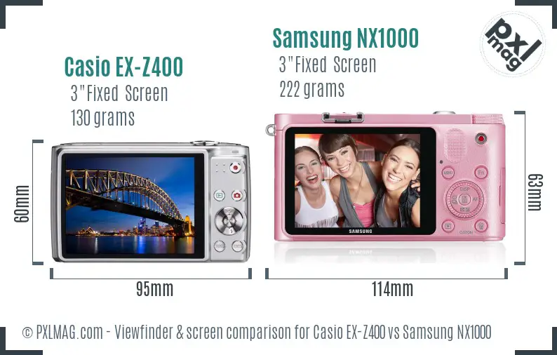 Casio EX-Z400 vs Samsung NX1000 Screen and Viewfinder comparison