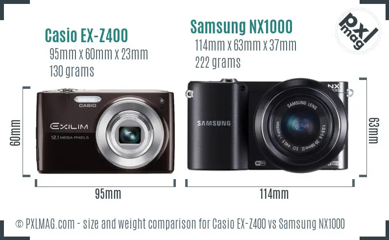 Casio EX-Z400 vs Samsung NX1000 size comparison