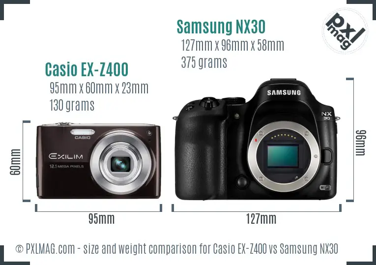 Casio EX-Z400 vs Samsung NX30 size comparison