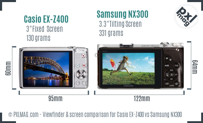 Casio EX-Z400 vs Samsung NX300 Screen and Viewfinder comparison