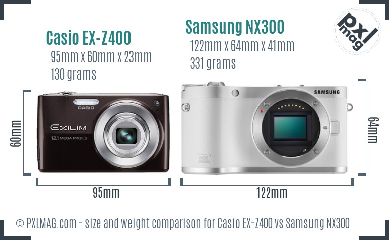 Casio EX-Z400 vs Samsung NX300 size comparison
