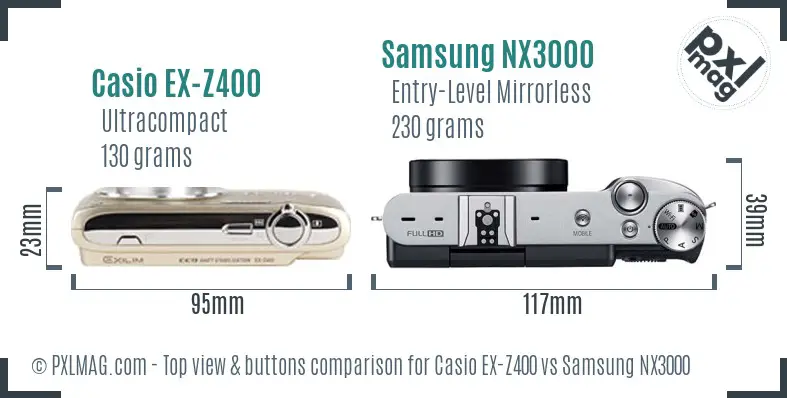 Casio EX-Z400 vs Samsung NX3000 top view buttons comparison