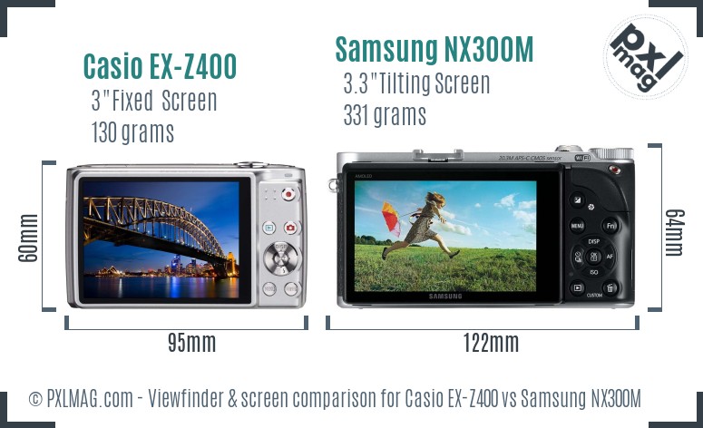 Casio EX-Z400 vs Samsung NX300M Screen and Viewfinder comparison