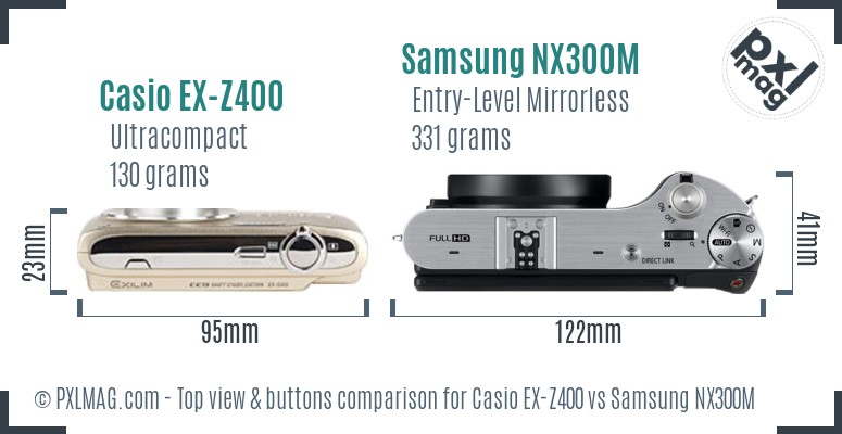 Casio EX-Z400 vs Samsung NX300M top view buttons comparison
