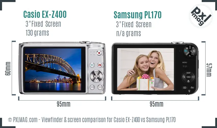 Casio EX-Z400 vs Samsung PL170 Screen and Viewfinder comparison