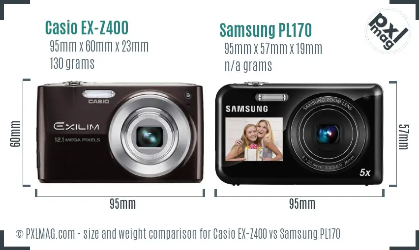 Casio EX-Z400 vs Samsung PL170 size comparison