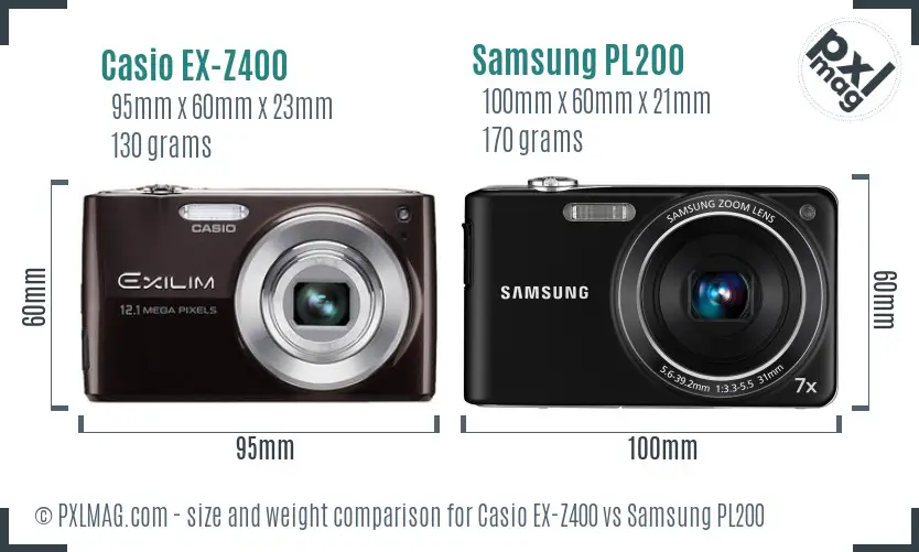 Casio EX-Z400 vs Samsung PL200 size comparison