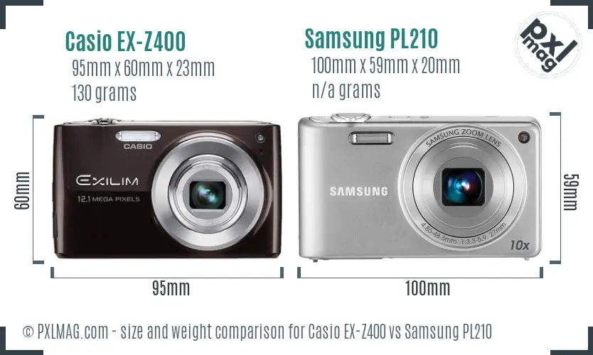 Casio EX-Z400 vs Samsung PL210 size comparison