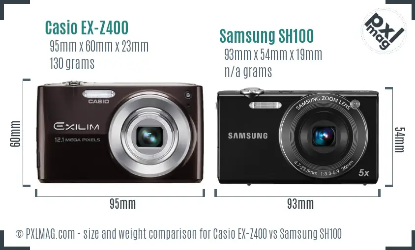 Casio EX-Z400 vs Samsung SH100 size comparison Casio EX-Z400 vs Samsung SH100 size comparison