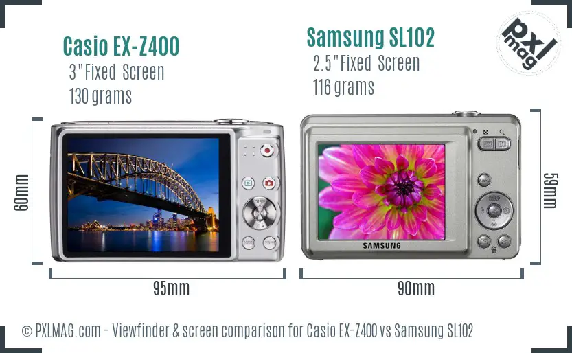 Casio EX-Z400 vs Samsung SL102 Screen and Viewfinder comparison Casio EX-Z400 vs Samsung SL102 Screen and Viewfinder comparison