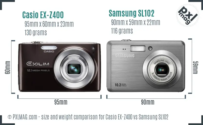 Casio EX-Z400 vs Samsung SL102 size comparison Casio EX-Z400 vs Samsung SL102 size comparison
