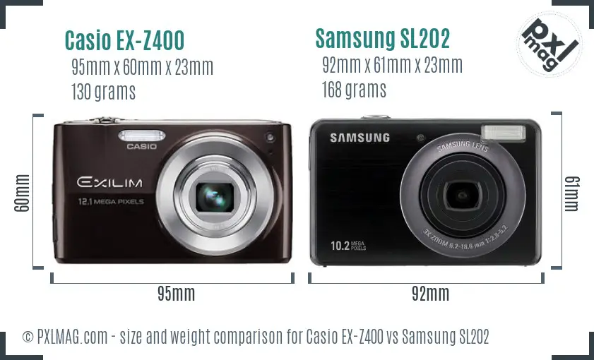 Casio EX-Z400 vs Samsung SL202 size comparison