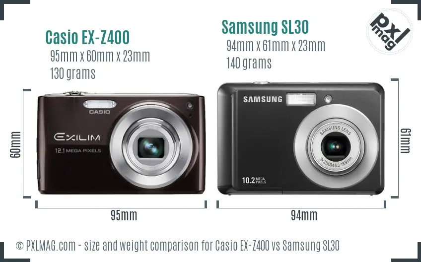 Casio EX-Z400 vs Samsung SL30 size comparison