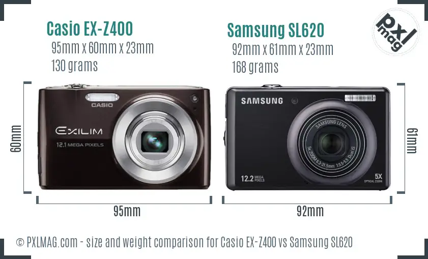 Casio EX-Z400 vs Samsung SL620 size comparison