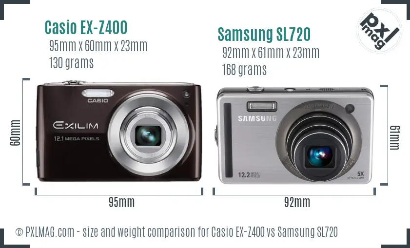 Casio EX-Z400 vs Samsung SL720 size comparison