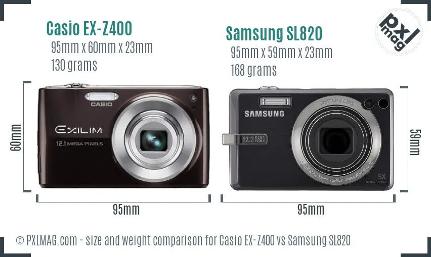 Casio EX-Z400 vs Samsung SL820 size comparison