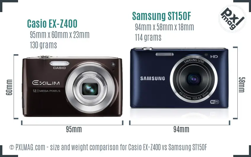 Casio EX-Z400 vs Samsung ST150F size comparison