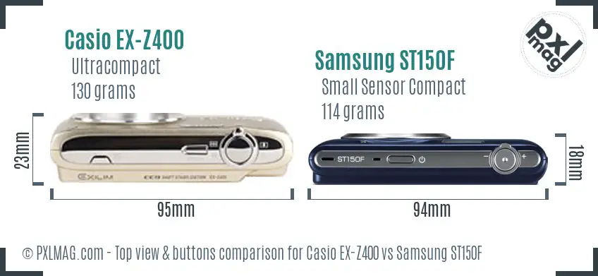Casio EX-Z400 vs Samsung ST150F top view buttons comparison