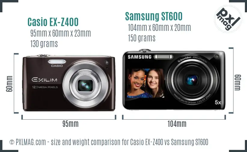 Casio EX-Z400 vs Samsung ST600 size comparison