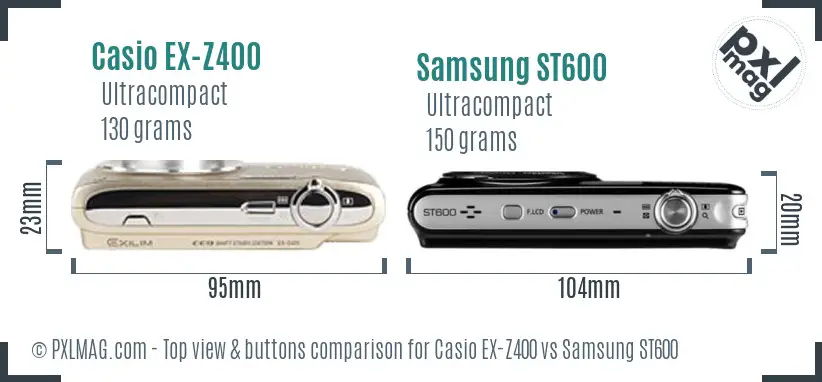 Casio EX-Z400 vs Samsung ST600 top view buttons comparison