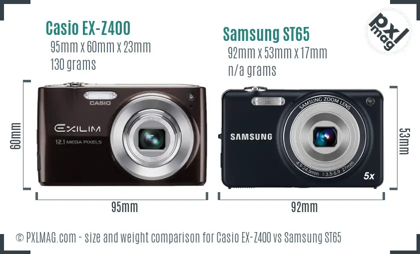 Casio EX-Z400 vs Samsung ST65 size comparison