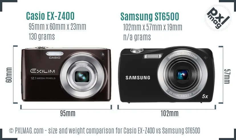 Size and ergonomic comparison: Casio EX-Z400 vs Samsung ST6500