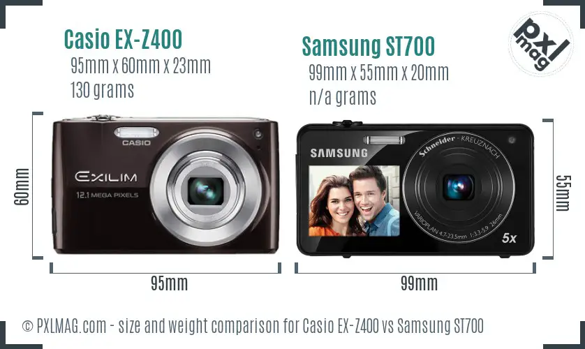 Casio EX-Z400 vs Samsung ST700 size comparison