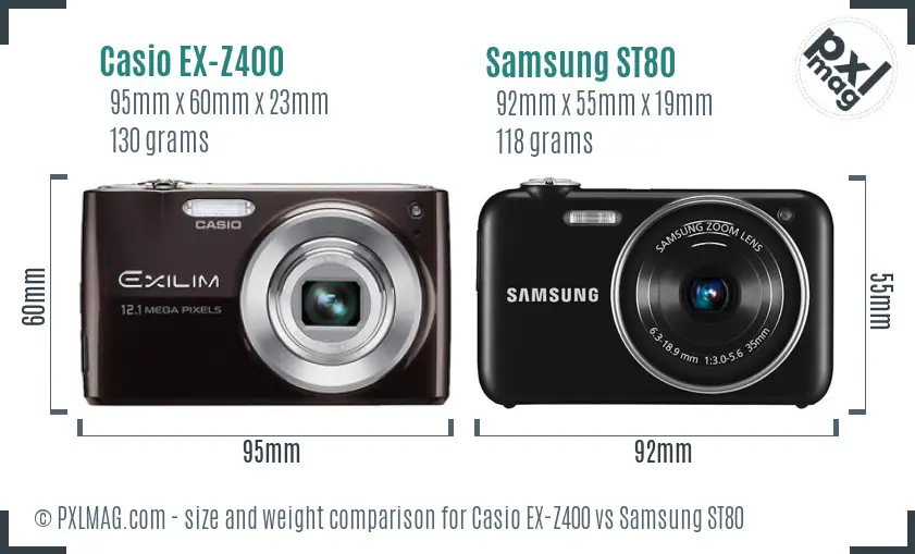Casio EX-Z400 vs Samsung ST80 size comparison