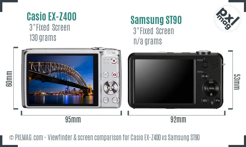 Casio EX-Z400 vs Samsung ST90 Screen and Viewfinder comparison