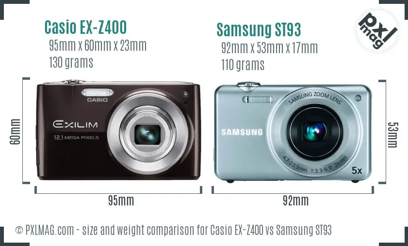Casio EX-Z400 vs Samsung ST93 size comparison