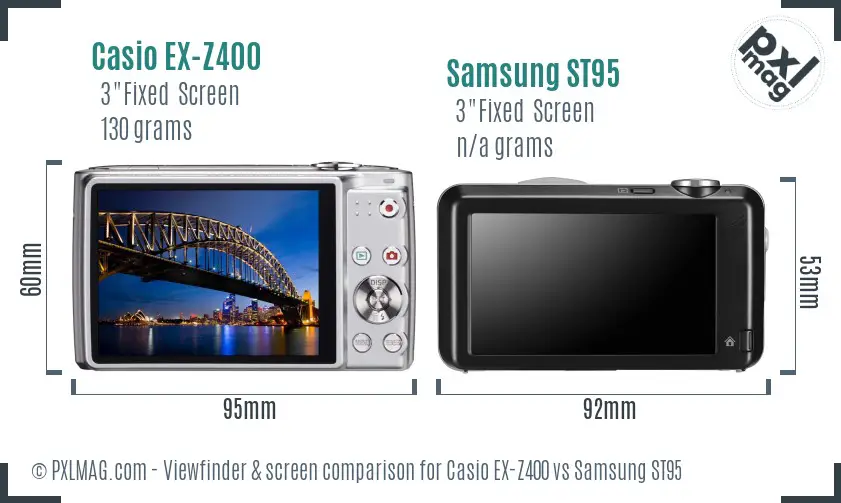 Casio EX-Z400 vs Samsung ST95 Screen and Viewfinder comparison