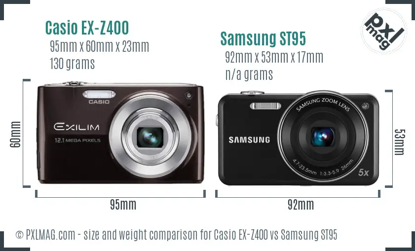 Casio EX-Z400 vs Samsung ST95 size comparison