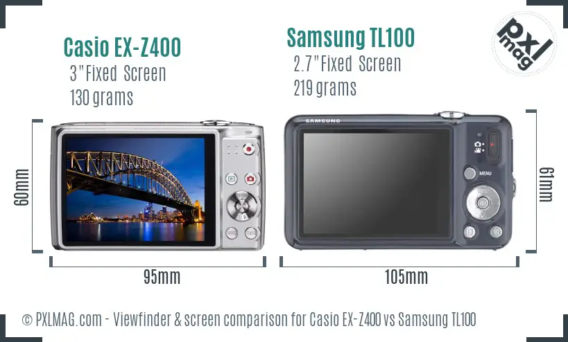 Casio EX-Z400 vs Samsung TL100 Screen and Viewfinder comparison