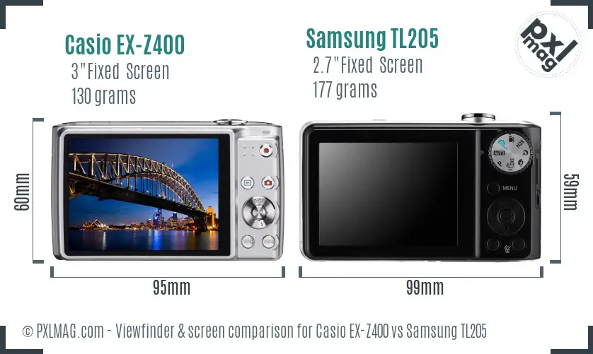 Casio EX-Z400 vs Samsung TL205 Screen and Viewfinder comparison