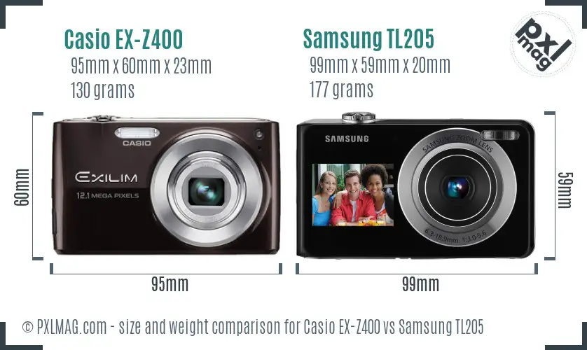 Casio EX-Z400 vs Samsung TL205 size comparison