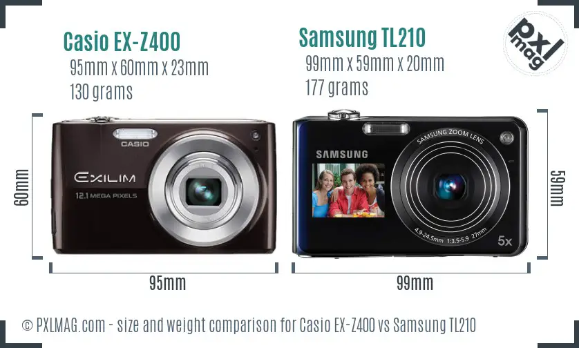 Casio EX-Z400 vs Samsung TL210 size comparison
