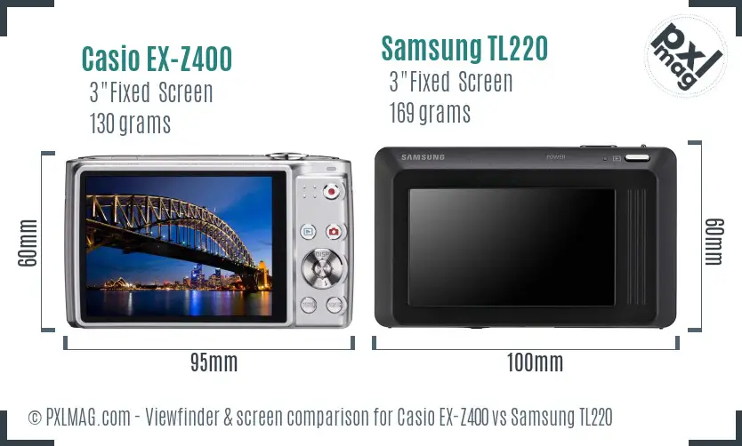 Casio EX-Z400 vs Samsung TL220 Screen and Viewfinder comparison