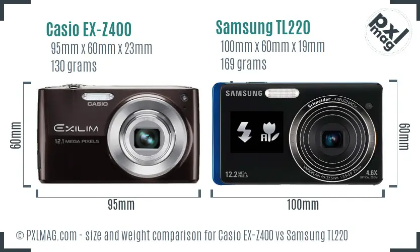 Casio EX-Z400 vs Samsung TL220 size comparison