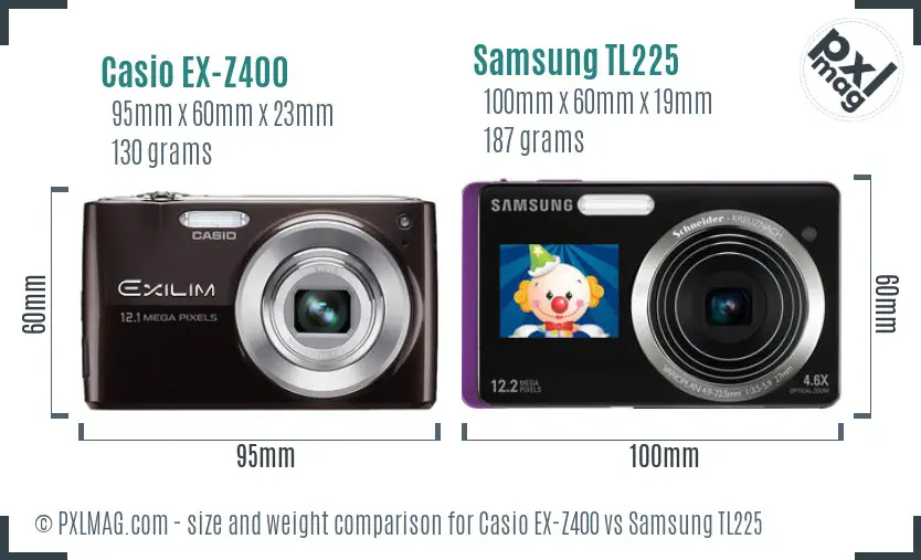 Casio EX-Z400 vs Samsung TL225 size comparison
